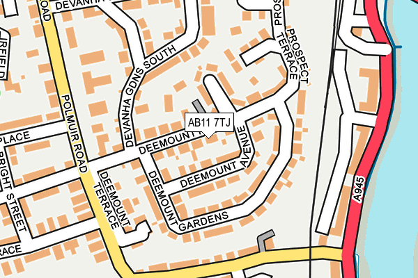 AB11 7TJ map - OS OpenMap – Local (Ordnance Survey)