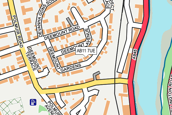 AB11 7UE map - OS OpenMap – Local (Ordnance Survey)