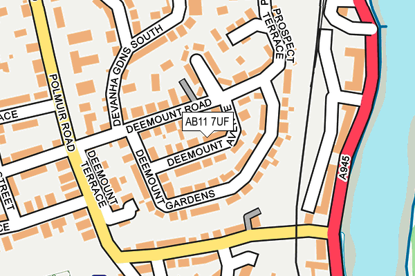 AB11 7UF map - OS OpenMap – Local (Ordnance Survey)