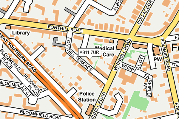 AB11 7UR map - OS OpenMap – Local (Ordnance Survey)