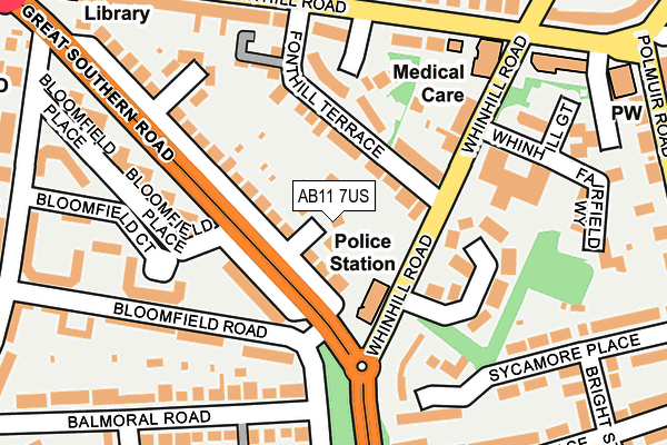 AB11 7US map - OS OpenMap – Local (Ordnance Survey)