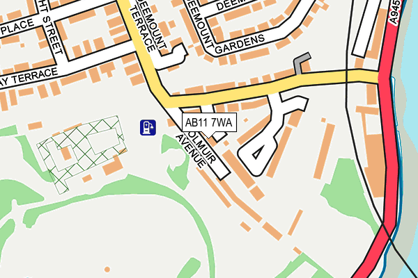 AB11 7WA map - OS OpenMap – Local (Ordnance Survey)