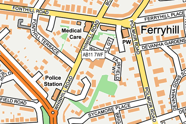 AB11 7WF map - OS OpenMap – Local (Ordnance Survey)