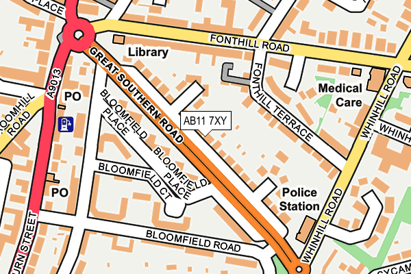 AB11 7XY map - OS OpenMap – Local (Ordnance Survey)