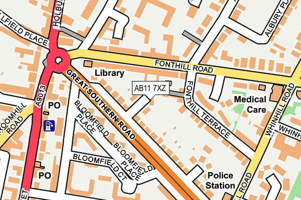 AB11 7XZ map - OS OpenMap – Local (Ordnance Survey)