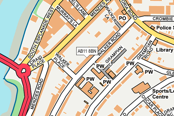 AB11 8BN map - OS OpenMap – Local (Ordnance Survey)