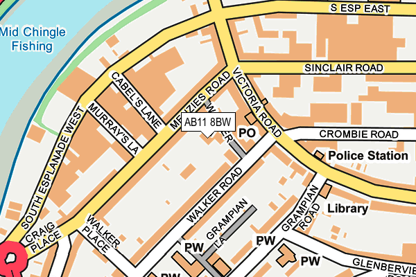 AB11 8BW map - OS OpenMap – Local (Ordnance Survey)