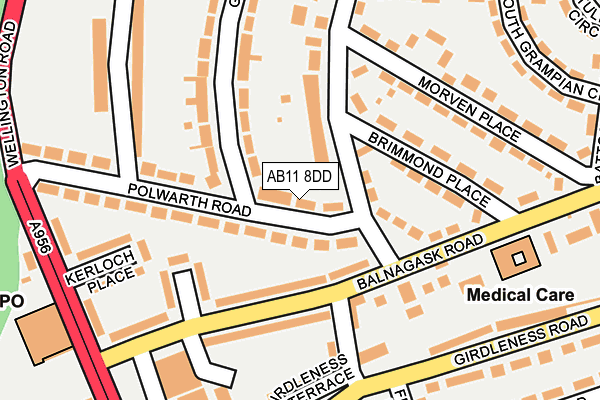 AB11 8DD map - OS OpenMap – Local (Ordnance Survey)