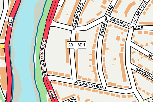 AB11 8DH map - OS OpenMap – Local (Ordnance Survey)