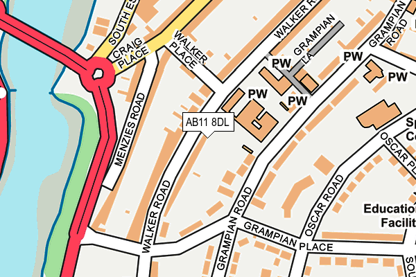 AB11 8DL map - OS OpenMap – Local (Ordnance Survey)