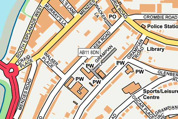 AB11 8DN map - OS OpenMap – Local (Ordnance Survey)