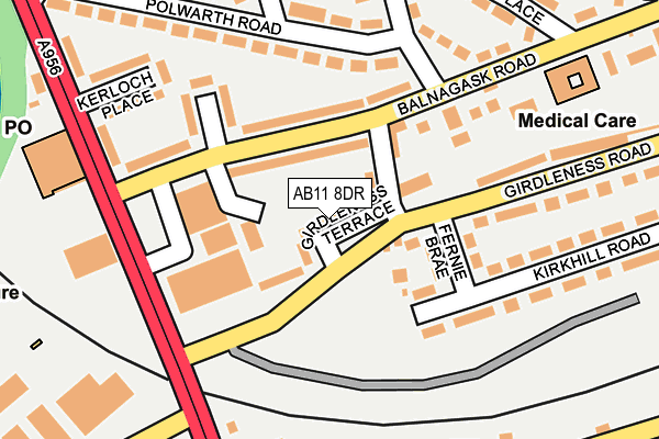 AB11 8DR map - OS OpenMap – Local (Ordnance Survey)