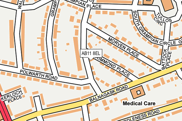AB11 8EL map - OS OpenMap – Local (Ordnance Survey)