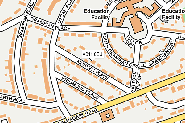AB11 8EU map - OS OpenMap – Local (Ordnance Survey)