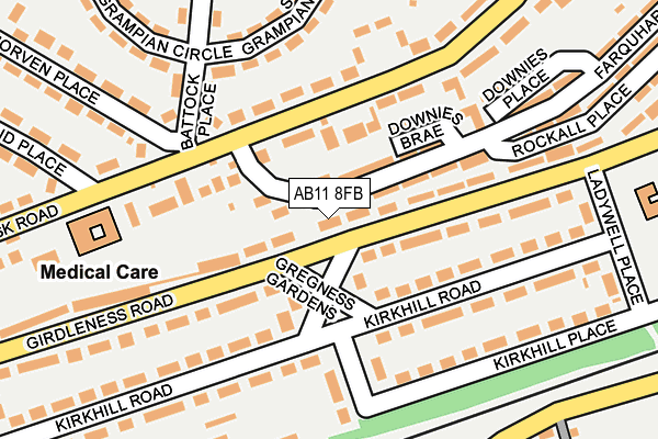 AB11 8FB map - OS OpenMap – Local (Ordnance Survey)