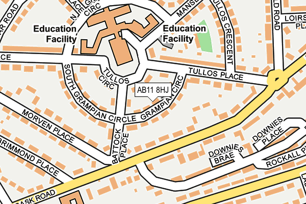 AB11 8HJ map - OS OpenMap – Local (Ordnance Survey)