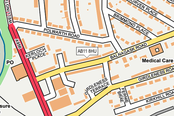 AB11 8HU map - OS OpenMap – Local (Ordnance Survey)