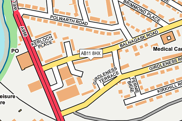 AB11 8HX map - OS OpenMap – Local (Ordnance Survey)