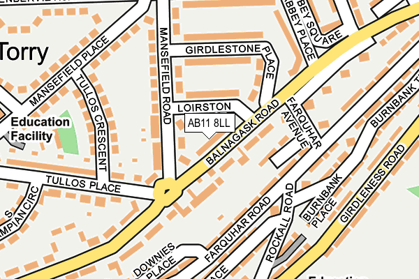 AB11 8LL map - OS OpenMap – Local (Ordnance Survey)
