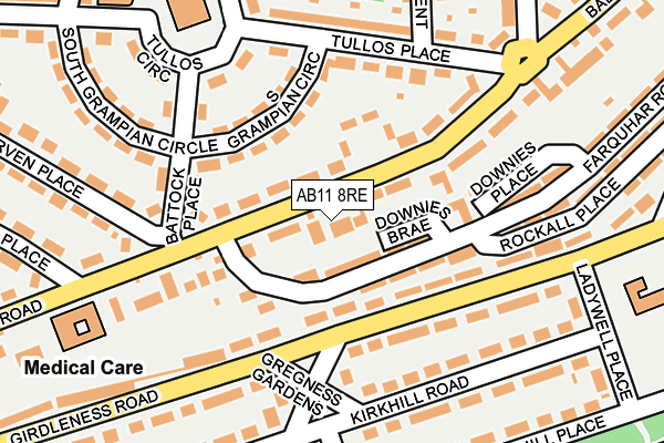AB11 8RE map - OS OpenMap – Local (Ordnance Survey)