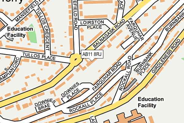 AB11 8RJ map - OS OpenMap – Local (Ordnance Survey)