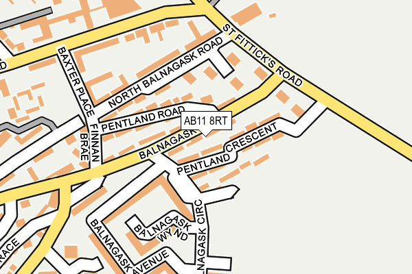AB11 8RT map - OS OpenMap – Local (Ordnance Survey)