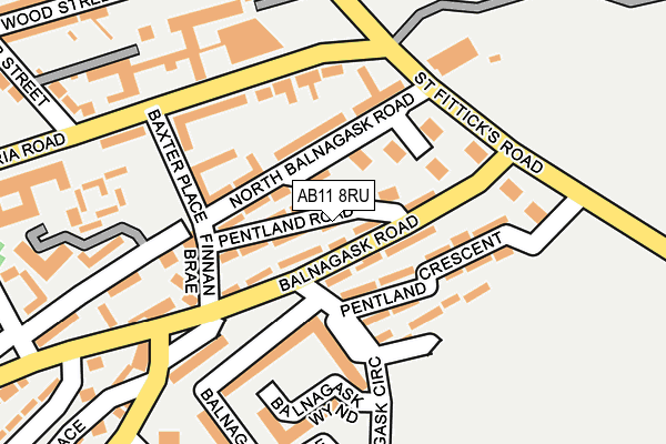 AB11 8RU map - OS OpenMap – Local (Ordnance Survey)