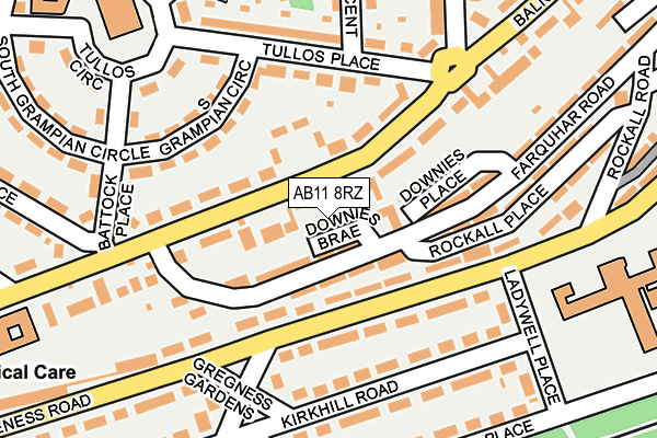 AB11 8RZ map - OS OpenMap – Local (Ordnance Survey)