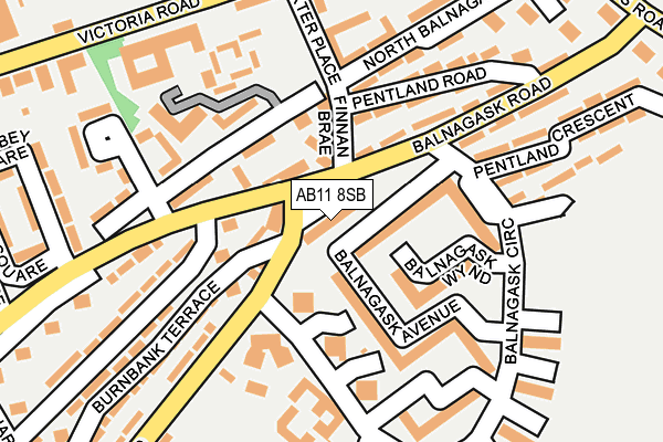 AB11 8SB map - OS OpenMap – Local (Ordnance Survey)