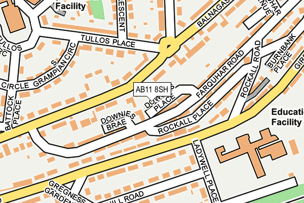 AB11 8SH map - OS OpenMap – Local (Ordnance Survey)