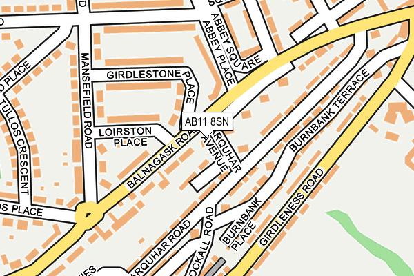 AB11 8SN map - OS OpenMap – Local (Ordnance Survey)