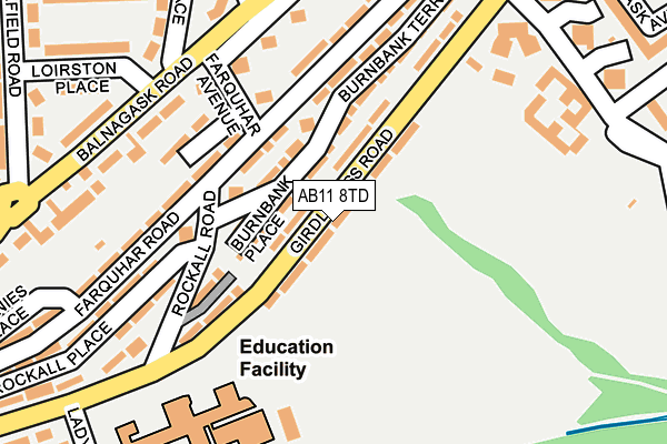 AB11 8TD map - OS OpenMap – Local (Ordnance Survey)
