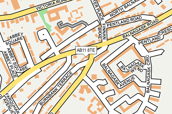 AB11 8TE map - OS OpenMap – Local (Ordnance Survey)