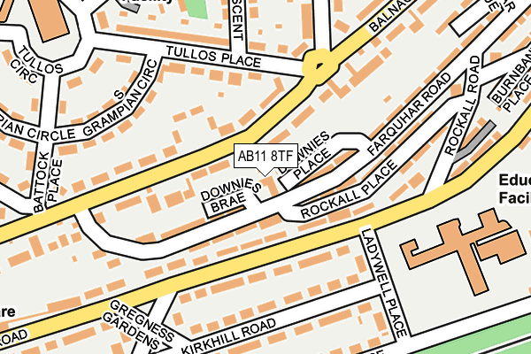 AB11 8TF map - OS OpenMap – Local (Ordnance Survey)