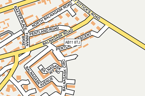 AB11 8TJ map - OS OpenMap – Local (Ordnance Survey)