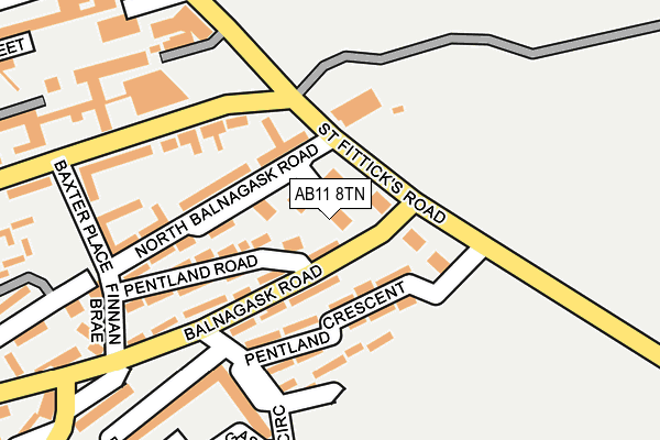 AB11 8TN map - OS OpenMap – Local (Ordnance Survey)