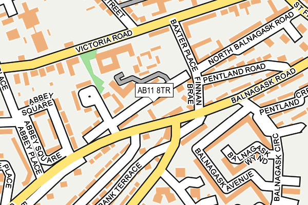 AB11 8TR map - OS OpenMap – Local (Ordnance Survey)