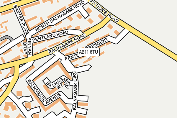 AB11 8TU map - OS OpenMap – Local (Ordnance Survey)