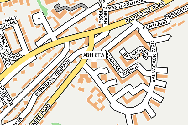 AB11 8TW map - OS OpenMap – Local (Ordnance Survey)