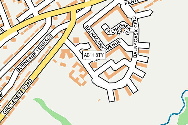 AB11 8TY map - OS OpenMap – Local (Ordnance Survey)
