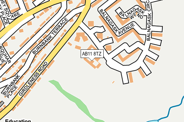 AB11 8TZ map - OS OpenMap – Local (Ordnance Survey)