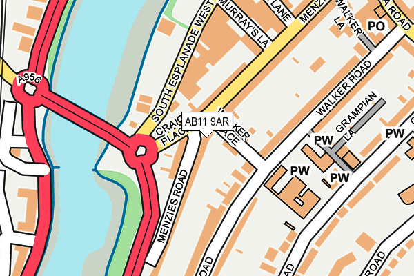 AB11 9AR map - OS OpenMap – Local (Ordnance Survey)