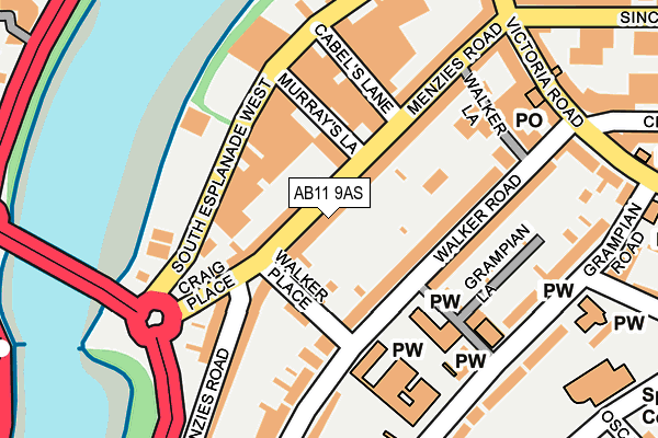 AB11 9AS map - OS OpenMap – Local (Ordnance Survey)