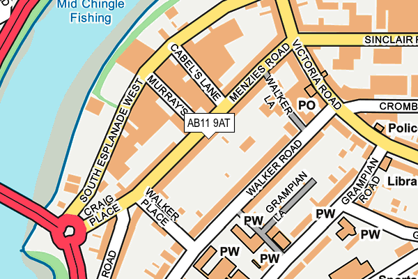 AB11 9AT map - OS OpenMap – Local (Ordnance Survey)