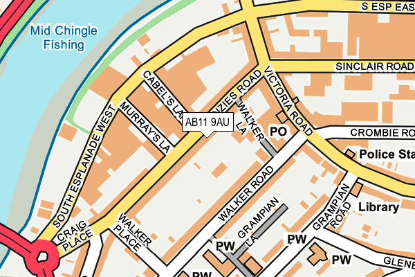AB11 9AU map - OS OpenMap – Local (Ordnance Survey)
