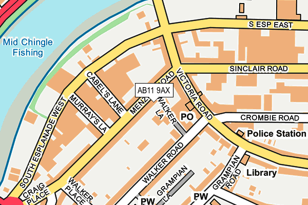 AB11 9AX map - OS OpenMap – Local (Ordnance Survey)