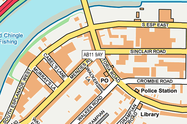 AB11 9AY map - OS OpenMap – Local (Ordnance Survey)