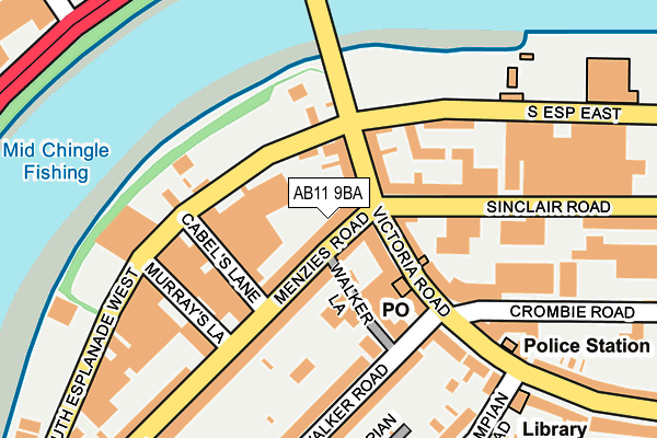 AB11 9BA map - OS OpenMap – Local (Ordnance Survey)