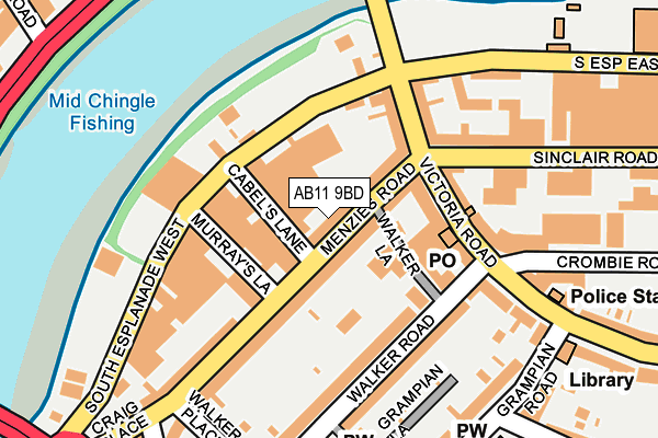 AB11 9BD map - OS OpenMap – Local (Ordnance Survey)
