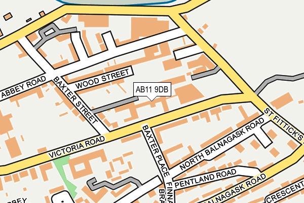 AB11 9DB map - OS OpenMap – Local (Ordnance Survey)